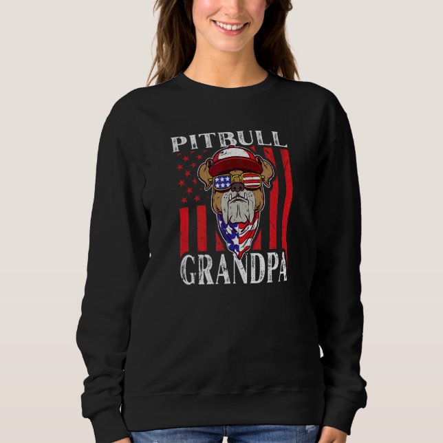 Mens American Pitbull Grandpa Usa Flag Sweatshirt (Front)