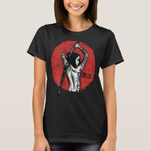 Mens Ancient Japanese Warrior on back Retro Femal T-Shirt