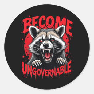 Mens Angry Racoon Become Ungovernable Performance Classic Round Sticker