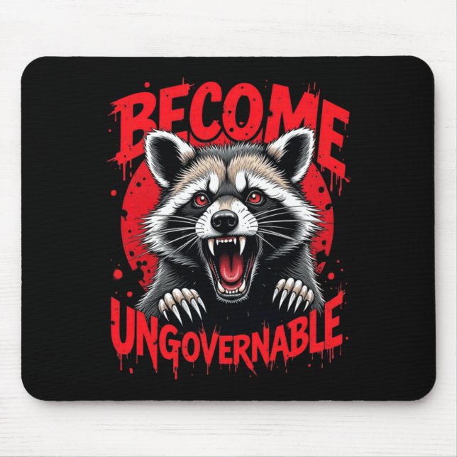 Mens Angry Racoon Become Ungovernable Performance Mouse Pad (Front)