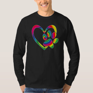 Mens Animal Rescue Dog Cat Paw Heart Print Tie Dye T-Shirt