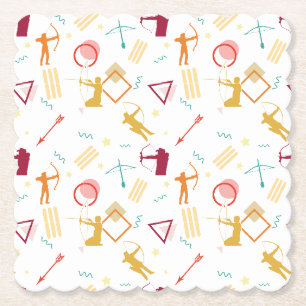 Men's Archery - Boys Bow and Arrow Pattern Paper Coaster
