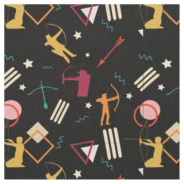 Mens Archery - Boys Bow n Arrow Abstract Art Fabric (Close Up)
