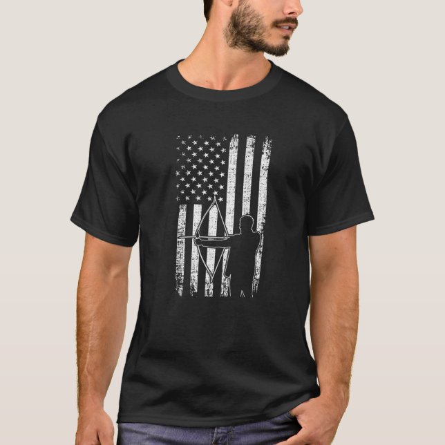 Mens Archery Gift With American Flag For Bow And A T-Shirt (Front)