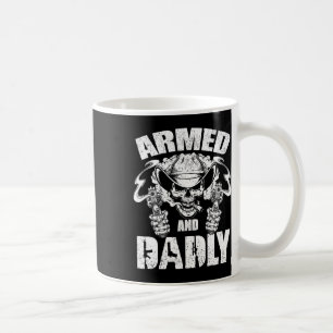 Mens Armed And Dadly Funny Deadly Skull Cowboy Fat Coffee Mug