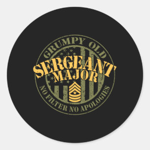 Mens Army Sergeant Major Veteran Gpy Aamerican Classic Round Sticker