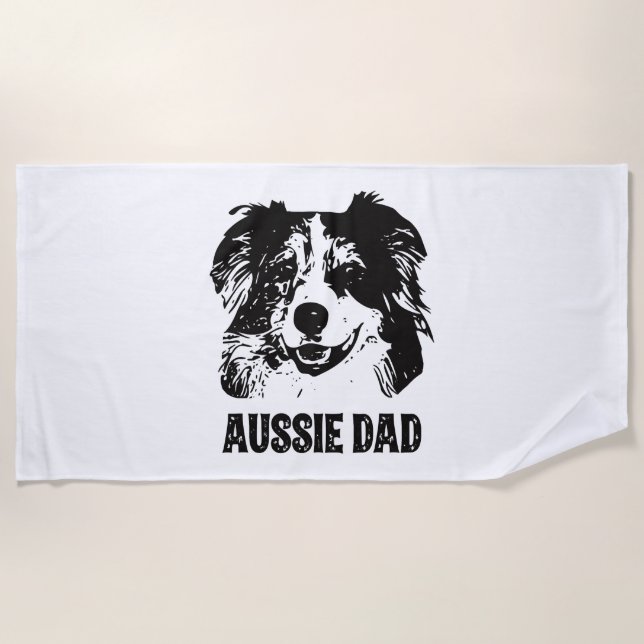 Mens Aussie Dad - Australian Shepherd Dog Dad Beach Towel (Front)
