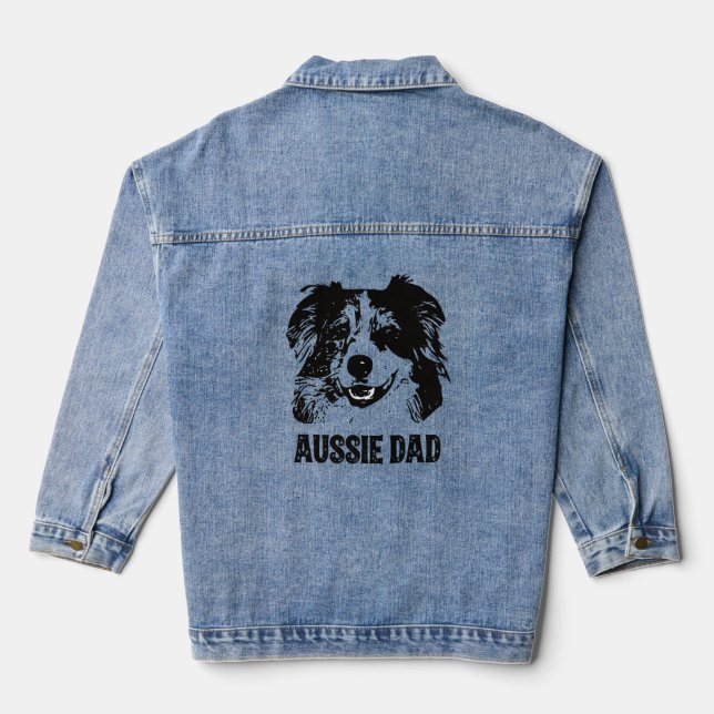 Mens Aussie Dad - Australian Shepherd Dog Dad Denim Jacket (Back)