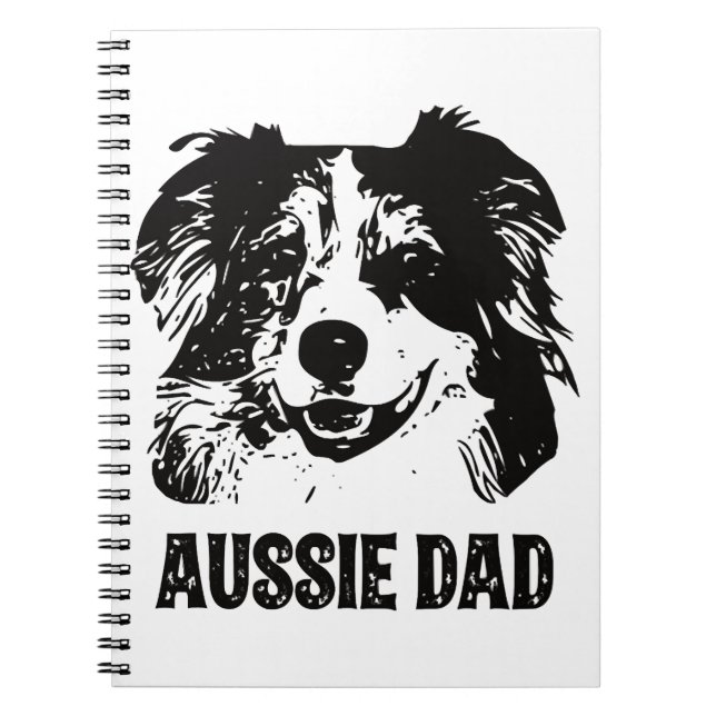 Mens Aussie Dad - Australian Shepherd Dog Dad Notebook (Front)