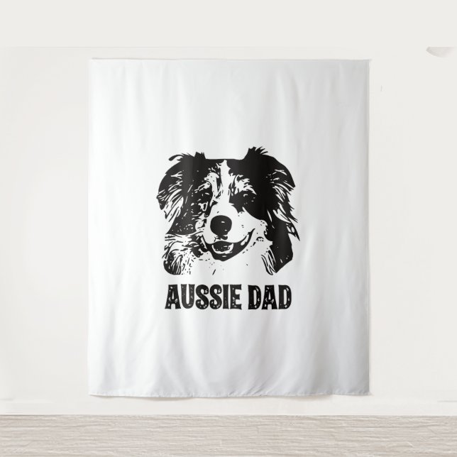 Mens Aussie Dad - Australian Shepherd Dog Dad Tapestry (Front)