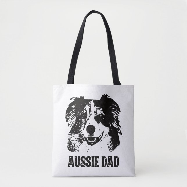 Mens Aussie Dad - Australian Shepherd Dog Dad Tote Bag (Front)