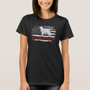 Mens Australian Shepherd Dad American Flag Patriot T-Shirt