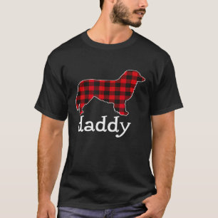 Mens Australian Shepherd Daddy Christmas Red Plaid T-Shirt