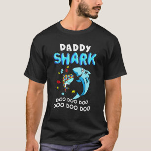 Mens Autism Dad Cute Shark Puzzle Awareness Month T-Shirt