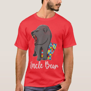 Mens Autism Uncle Bear Support Autistic Uncle Bear T-Shirt