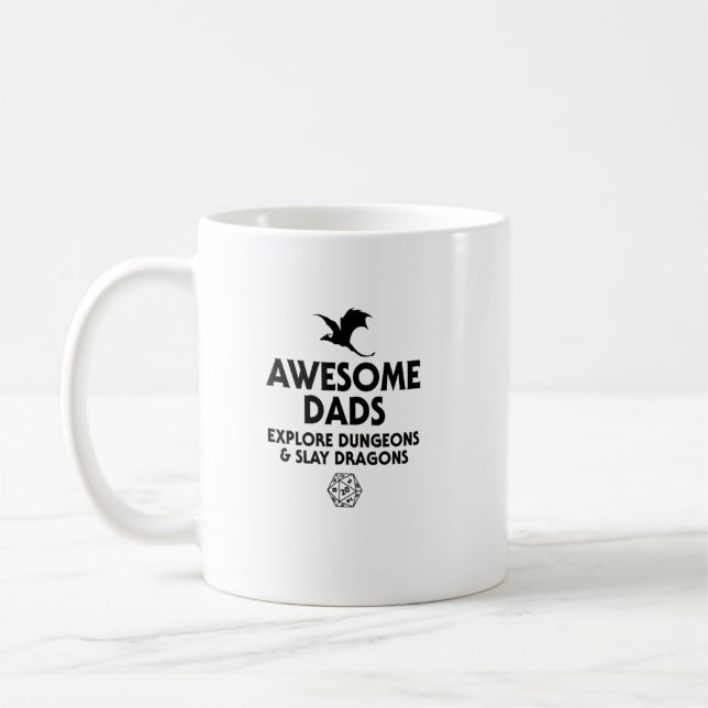 Mens Awesome Dads Explore Dungeons And Slay Dragon Coffee Mug (Left)