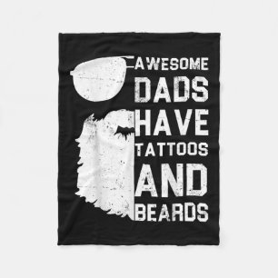 Mens Awesome Dads Have Tattoos And Beards - Funny Fleece Blanket
