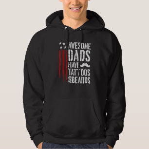 Mens Awesome Dads Have Tattoos And Beards Patrioti Hoodie