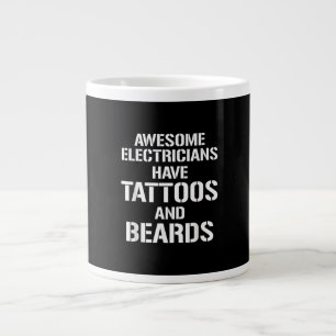 Mens Awesome Electricians Have Tattoos And Beards Large Coffee Mug