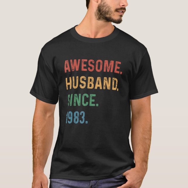 Mens Awesome Husband Since 1983 - 40th Year Weddin T-Shirt (Front)