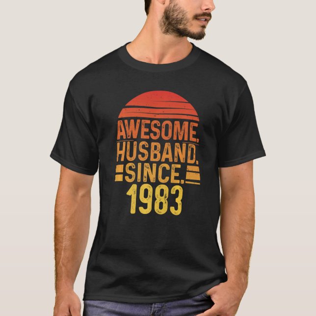 Mens Awesome Husband since 1983 Wedding Anniversar T-Shirt (Front)