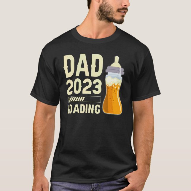 Mens Baby Announcement 2023 Baby Bottle for Expect T-Shirt (Front)