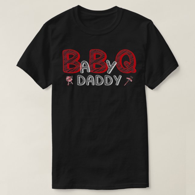 Mens Baby BBQ Shower Daddy Q Baby Shower Theme Mat T-Shirt (Design Front)