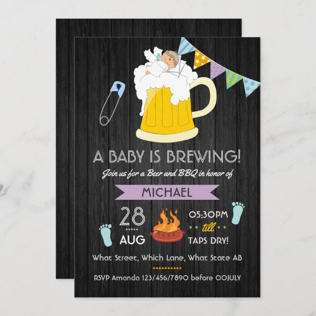 Men's Baby Shower Dadchelor Beer and BBQ Party Invitation (Front/Back)