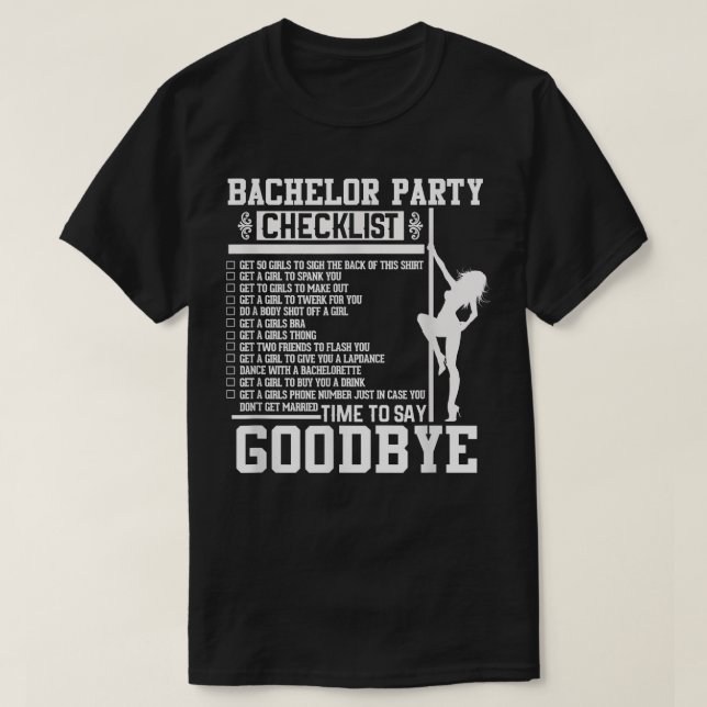 Mens Bachelor Party Checklist Groom Groomsmen Wedd T-Shirt (Design Front)