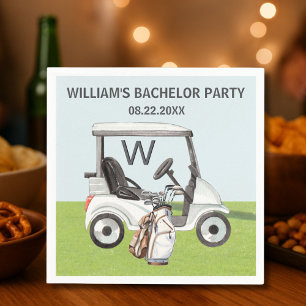 Men's Bachelor Party Golf Theme Monogram Napkin