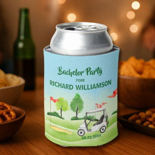 Men's Bachelor Party Golf Theme Name Date Can Cooler