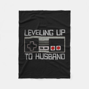 Mens bachelor party levelling up to husband gamer fleece blanket