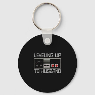 Mens bachelor party levelling up to husband gamer key ring