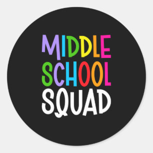 Mens back to school middle school squad team classic round sticker