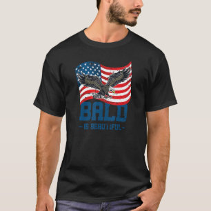Mens Bald Is Beautiful July 4th Eagle Patriotic Am T-Shirt