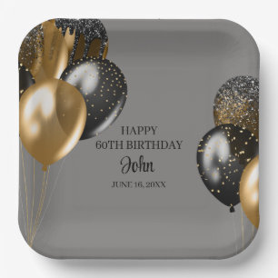 Mens Balloons Birthday Paper Plate