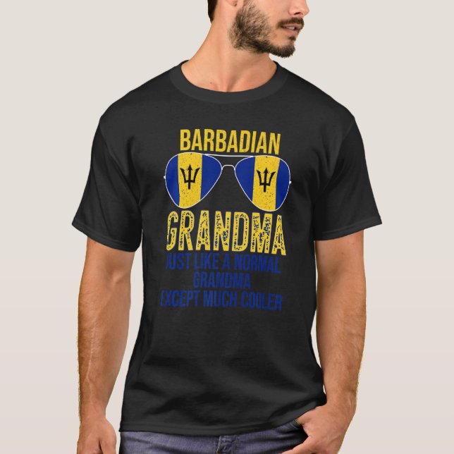 Mens Barbadian Grandma Barbados Flag Sunglasses Mo T-Shirt (Front)