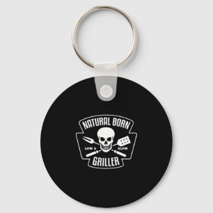 Mens barbecue natural born grillmeister griller key ring