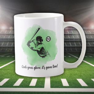Men's Baseball Hitting 50th Birthday Coffee Mug
