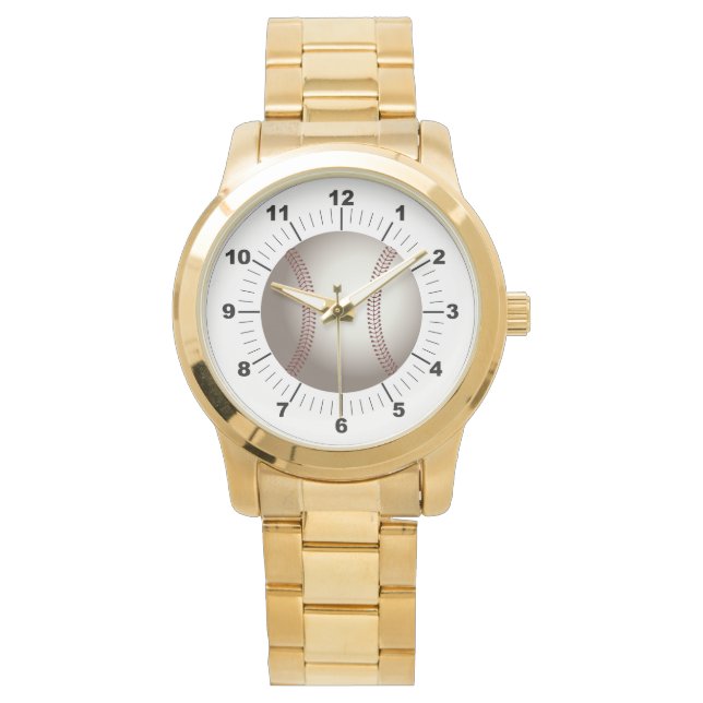 Men's Baseball Oversized Gold Bracelet Watch (Front)