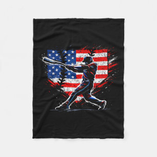 Mens Baseball Patriotic 4th of July Memorial Day Fleece Blanket