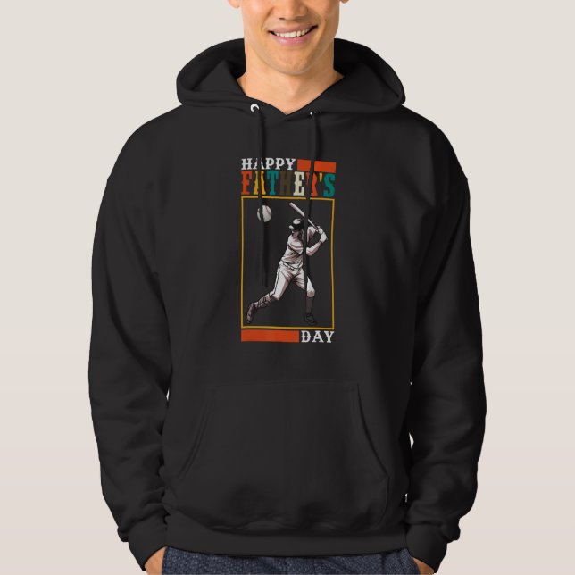 Mens Baseball Player Happy Father s Day Hoodie (Front)