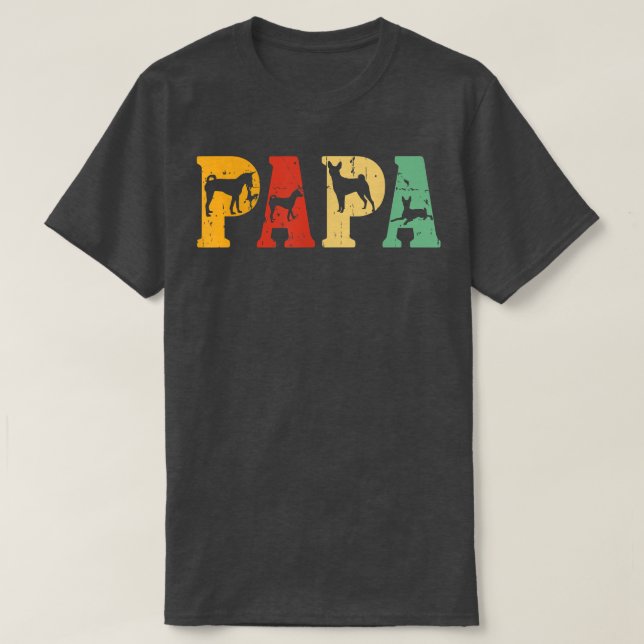 Mens Basenji dog owner funny pet lover PAPA RETRO  T-Shirt (Design Front)