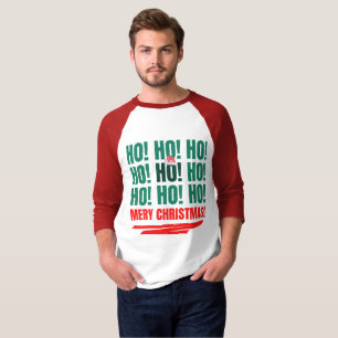  Men's Basic 3/4 Sleeve Raglan christmas T-Shirt