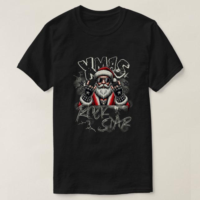 Men's Basic T-Shirt Santa Claus Rock Star T-Shirt (Design Front)