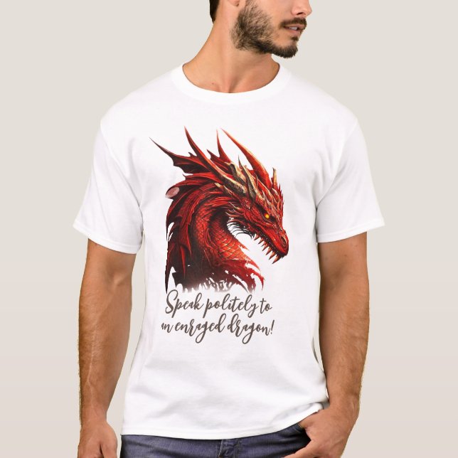 Men's Basic T-Shirt Speak Polietly Enraged Dragon (Front)
