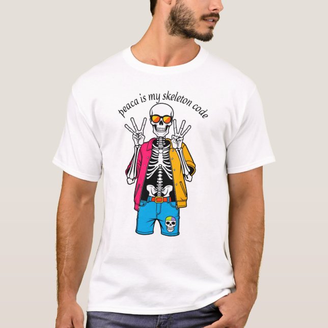 Men's Basic T-ShirtPastel Skeleton T-Shirt | Peace (Front)