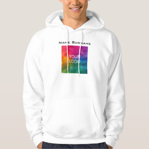 Men's Basic White Hoodie Business Logo Front