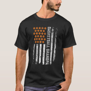 Mens Basketball Grandpa USA Flag Basketball Player T-Shirt
