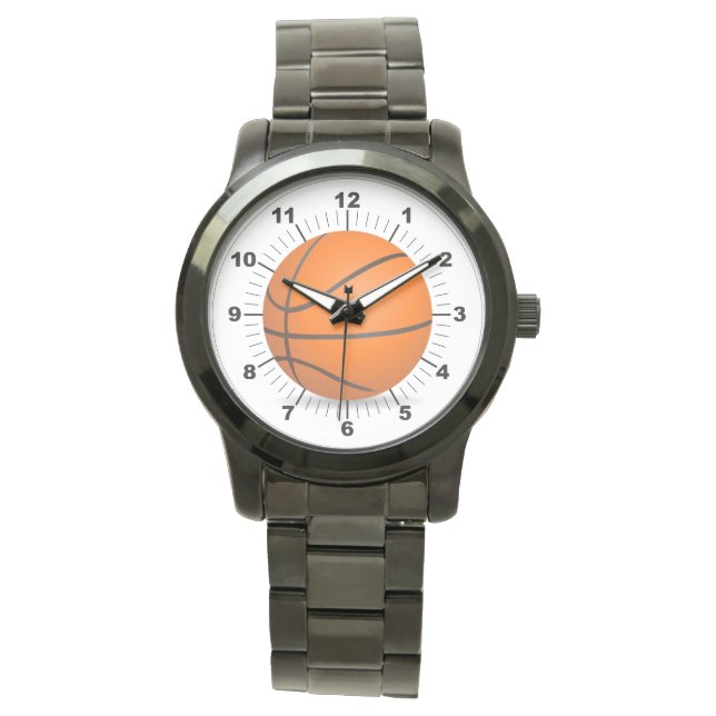 Men's Basketball Oversized Black Bracelet Watch (Front)